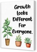 Growth Looks Different for Everyone - Inspirational Quotes Wall Art | Potted Plant Canvas Decor for Therapy & Counseling
