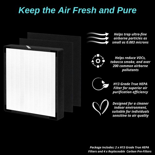 2 pack - BF35 True Hepa Filter Replacement - for BreatheSmart Classic Air Purifier - Compatible with BF35 Includes 2 H13 Grade True Hepa Filters & 4 Carbon Pre-Filters