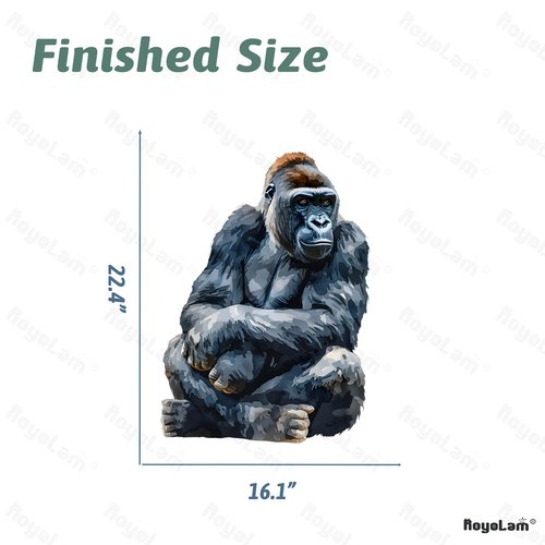 RoyoLam Cool Sitting Gorilla Wall Decal Nursery Animal Wall Sticker Removable Peel and Stick Wall Art Decor for Kid Baby Classroom Preschool Living Room Playroom Bedroom School