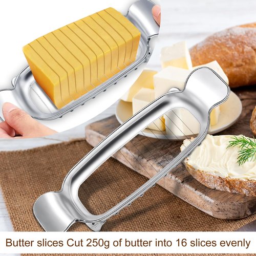 Butter Slicer, Stainless Steel Cheese Cutter Butter Slicer Parts With Ergonomic Handle, Kitchen Food Tool Butter Cutter Wire Cheese Slicer Cutting Cheese, Butter, Eggs, Fruit