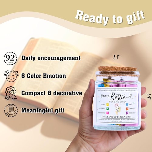 Bible Verse Jar - 92 Inspirational Scriptures for Encouragement | Thoughtful Christian Gift for Friends