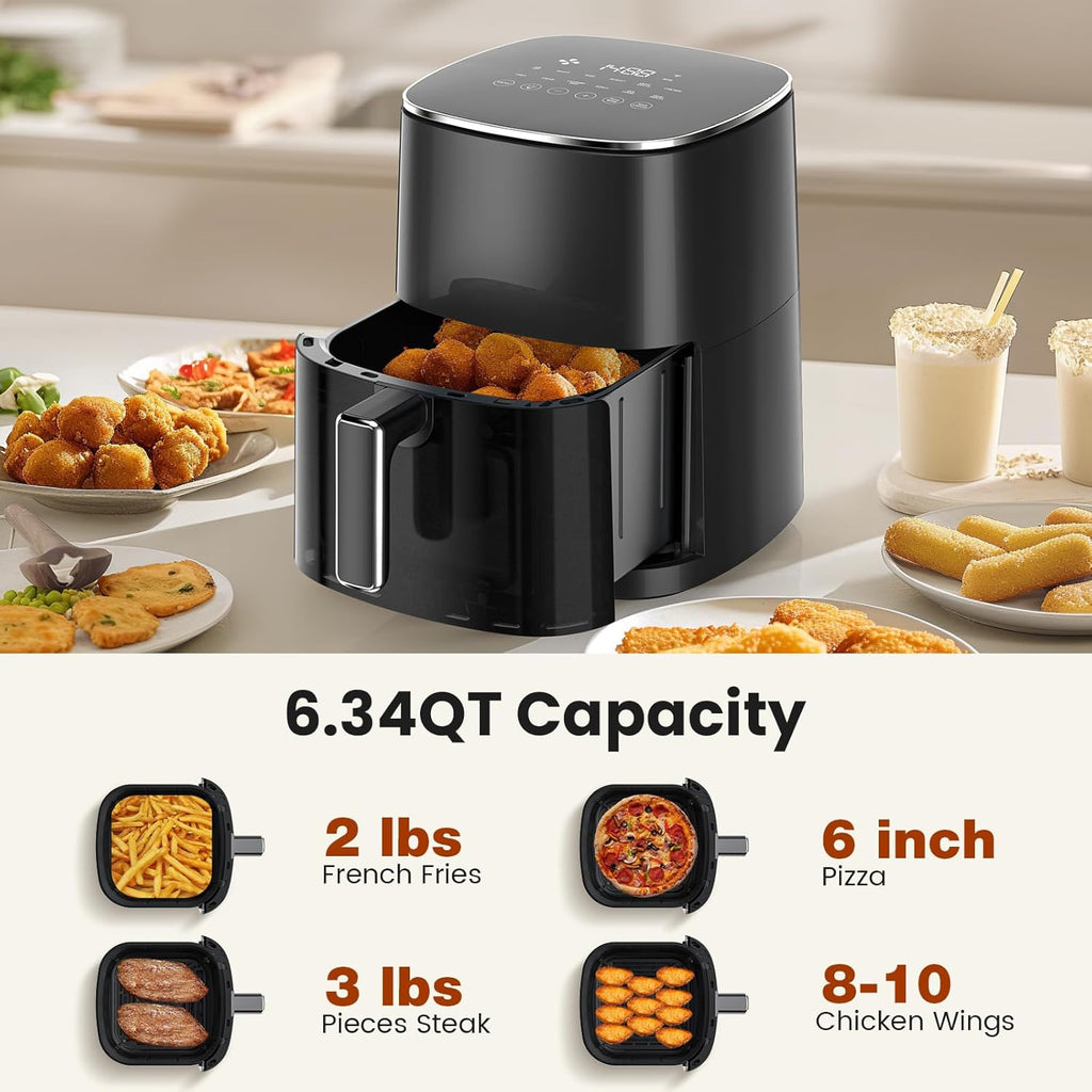 Sweetcrispy 6QT Air Fryer - 12-in-1 Square Airfryer Oven with Window & Easy-Clean Nonstick Basket