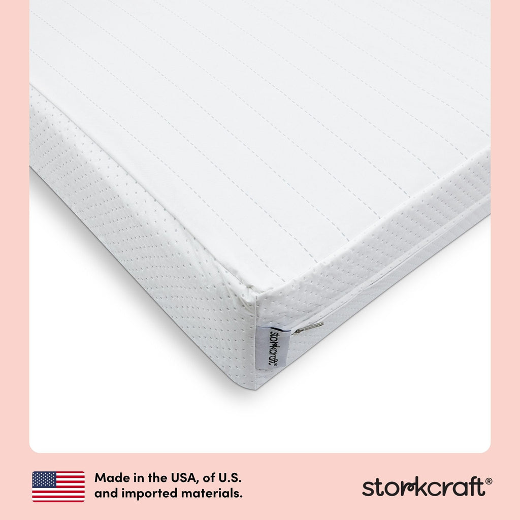 Storkcraft 6-Inch Water-Resistant Grow-with-Me Crib & Toddler Mattress — GREENGUARD Gold Certified, Dual-Sided Mattress for Baby Cribs & Toddler Beds, Durable Water-Resistant Cover, Made in The USA