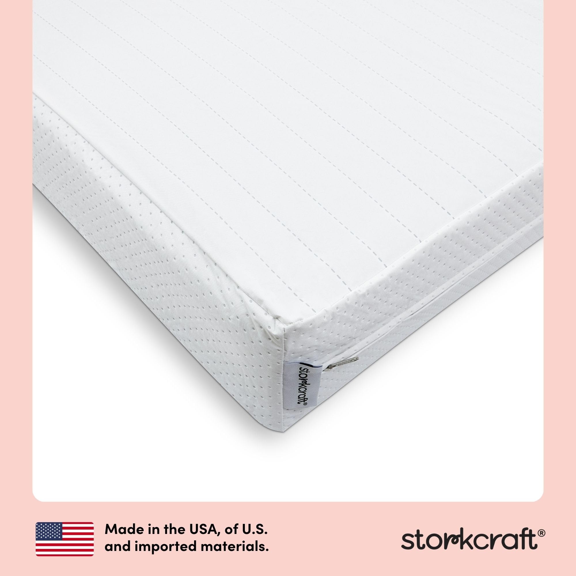Storkcraft 6-Inch Water-Resistant Grow-with-Me Crib & Toddler Mattress — GREENGUARD Gold Certified, Dual-Sided Mattress for Baby Cribs & Toddler Beds, Durable Water-Resistant Cover, Made in The USA