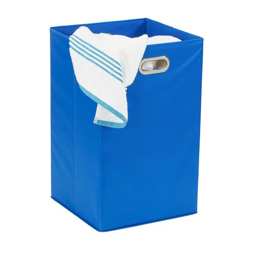 Household Essentials GEN Folding Laundry Hamper, Grommet Handles, Sturdy Fiberboard with Polyester Lining, Quick Set-Up, Squared Shape Saves Space, Blue