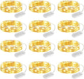 Minetom 12 Pack Fairy Lights - Battery Operated 20 LED Waterproof Silver Wire for DIY Crafts & Wedding Décor
