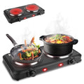 Zorpupoa Infrared Double Burner, 2000W Electric Hot Plate, Portable Heating Cooking Stove, Countertop Burner with 7.5” & 6.3” Glass Plate Electric Cooktop with Stepless Temperature Adjustments