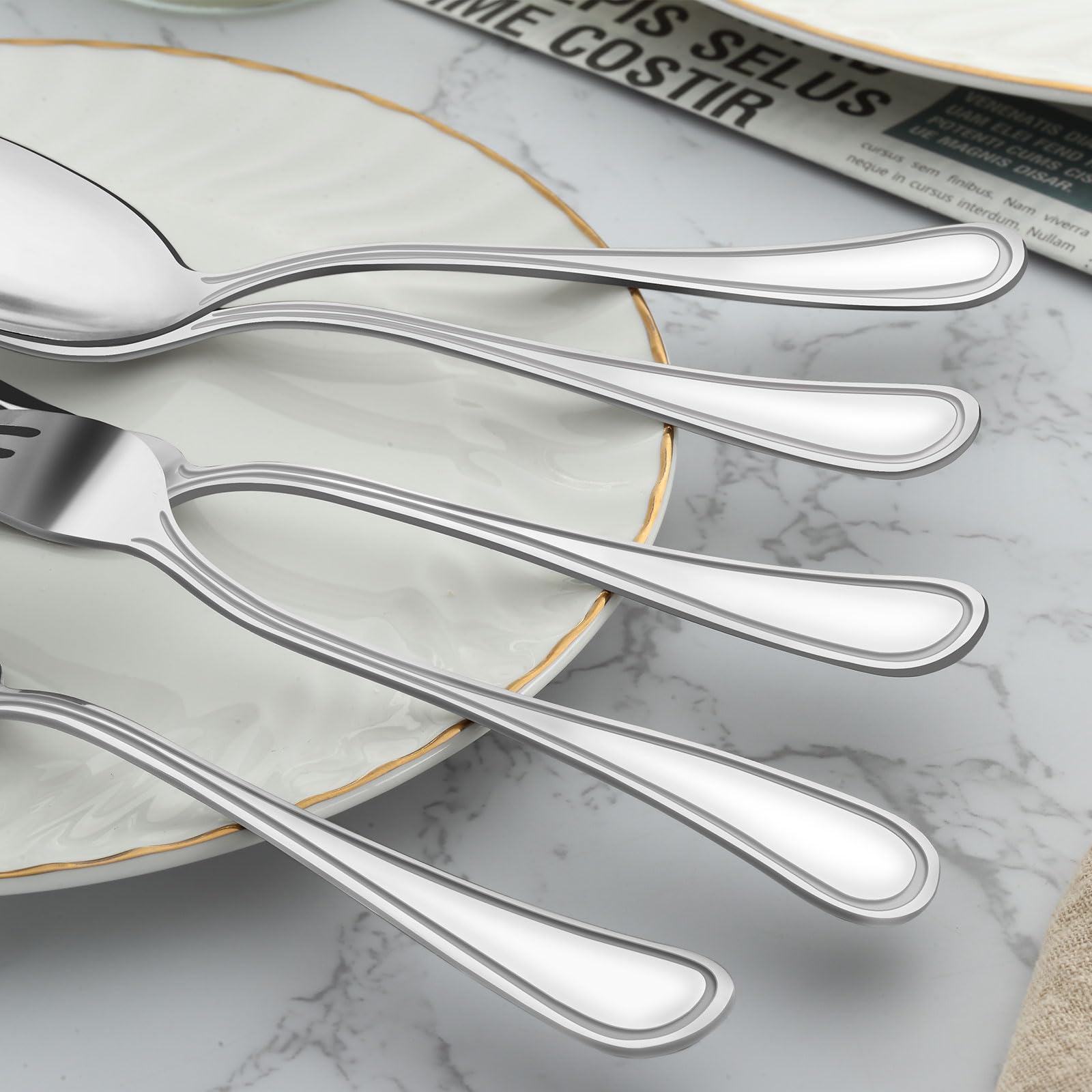 BEWOS 24-Piece Teaspoons - Tea Spoons/Coffee Spoon, 6.3-Inch Stainless Steel Silverware, Teaspoons Silverware, Small Spoons,Spoon for Hot Tea, Teaspoon Mirror Polished & Dishwasher Safe