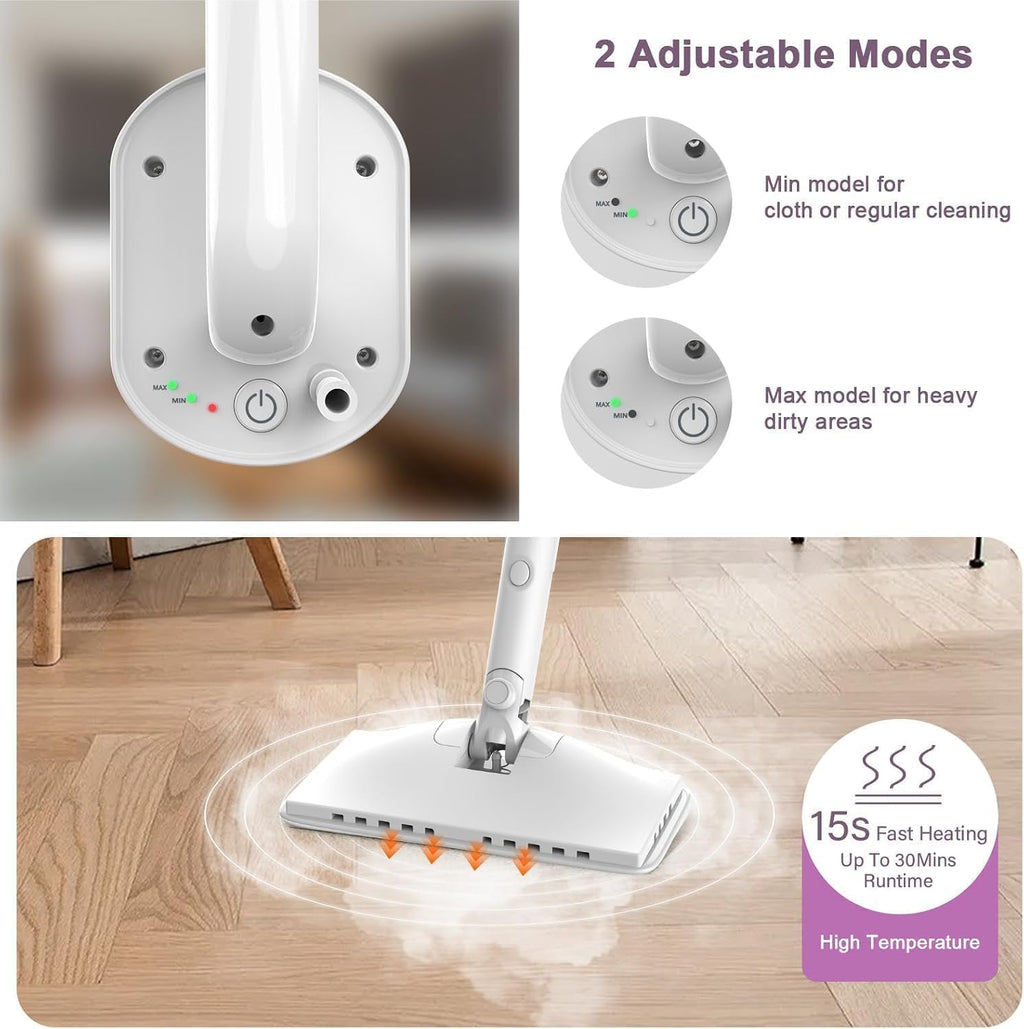 Skiennix 7-in-1 Steam Mop - 1200W Multi-Surface Cleaner with 400ML Tank & 23FT Cord | First Frost