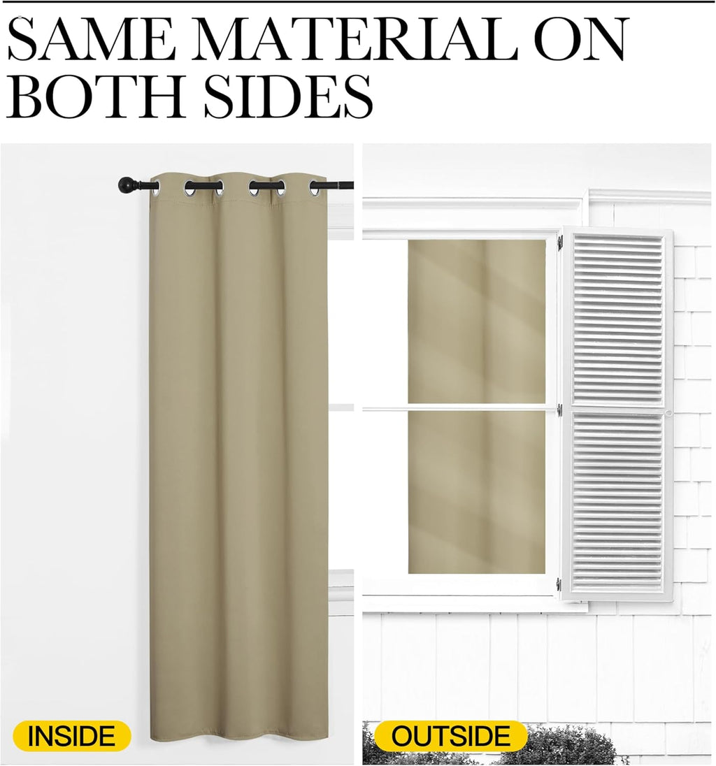 NICETOWN Thermal Insulated Grommet Curtains - Room Darkening Drapes for Bedroom | Cocoa Eggnog, 2 Panels, 42x63 Inches