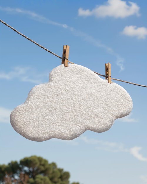 Color&Geometry White Cloud Cute Bath Mat,Non Slip Bath Mat Quick Dry Bathroom Rugs 20"x32" Absorbent Fluffy Microfiber Plush Washable Bathroom Rugs,Scalloped Bath Rug for Kids,Nursery, Floor Carpet