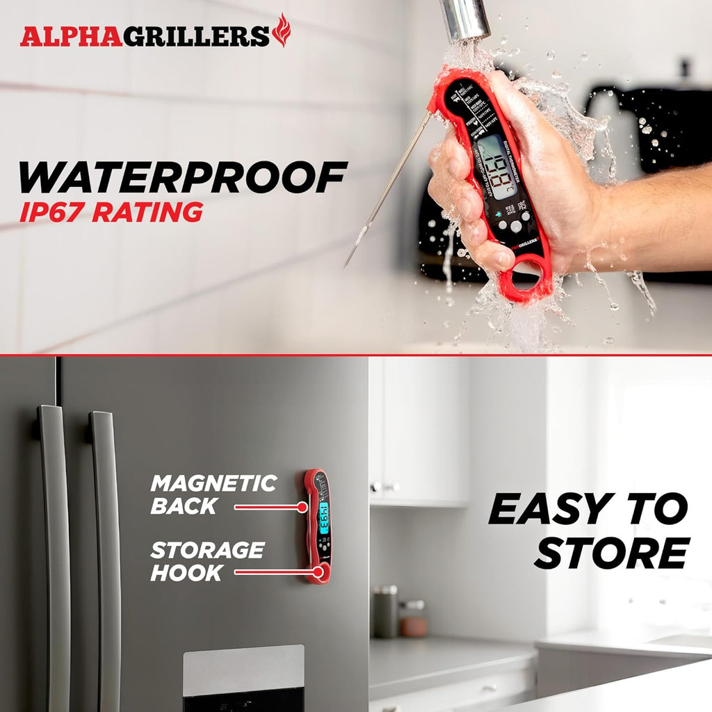 Alpha Grillers Digital Meat Thermometer - Instant Read Cooking & Grilling Tool | Perfect Gift for Chefs