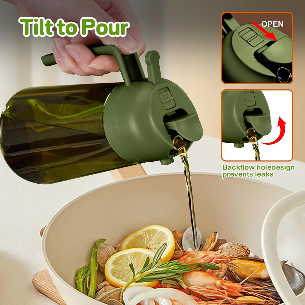 YARRAMATE 2Pcs Dark Green Oil Sprayer - 16oz Food-Grade Olive Oil Dispenser for Cooking & BBQ