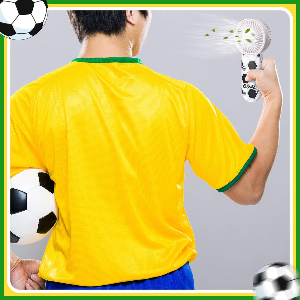 WILLBOND 12 Pcs Soccer Party Supplies Mini Handheld Fan Bulk Small Personal Portable Fans with Lanyard for Soccer Team Gift Goodie Bag Stuffers Outdoor Sport Party, Battery Not Include