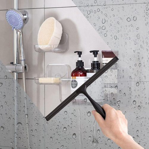 Ettori Shower Squeegee - All-Purpose Stainless Steel for Glass Doors, Windows & Mirrors | 10 Inches, Black