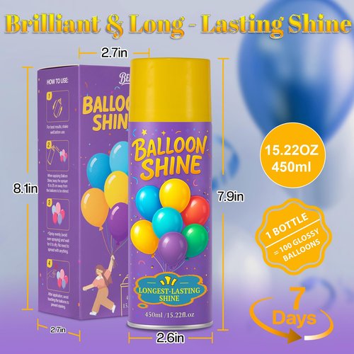 Balloon Shine Spray for Party : 15 oz Balloons Spray Silicone for Halloween Birthday Decorations - Long Lasting Instant High Shine Waterproof for Outdoor Décor (2 PACK)