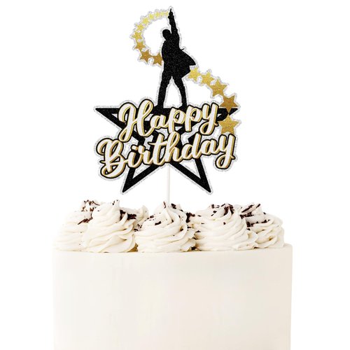 Musical Star Cake Topper,Ha*ilton Happy Birthday Cake Decor, American Musical Broadway Theater Party Decorations For Kids Adults Fan
