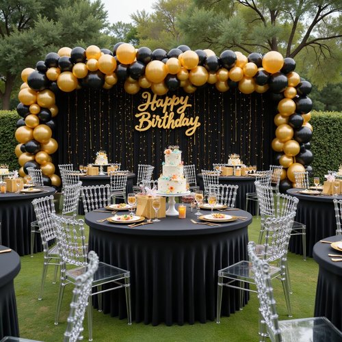 Outpain 4 Pack Black 72in/6FT Round Spandex Tablecloth,132inch Stretchy Fitted Table Cloths for Round Tables,Wrinkle Free Black Table Cloths with Skirt for Wedding Vendor Graduation Banquet