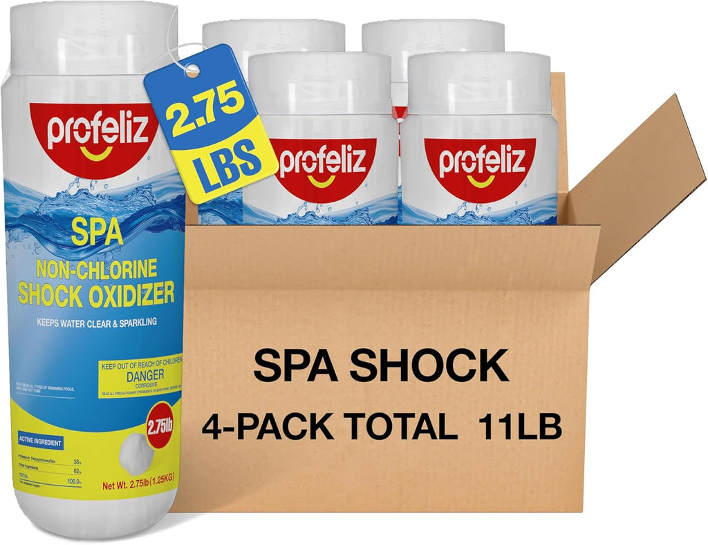 Profeliz Non-Chlorine Shock for Hot Tub & Spa - Chlorine-Free Oxidizer, 4 Pack, 11lb