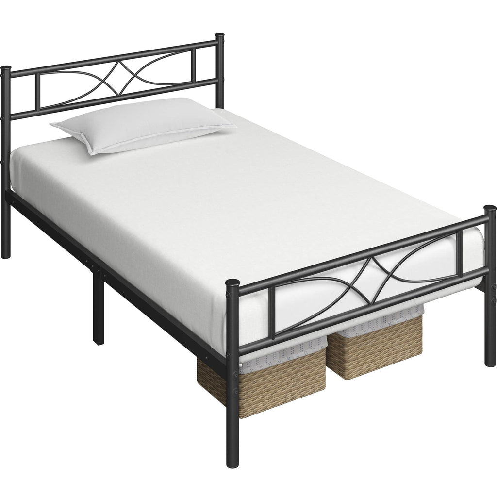 Yaheetech Twin Size Bed Frame Metal Platform Bed with Curved Design Headboard Footboard/No Box Spring Needed/Mattress Foundation/Heavy-Duty Support/Easy Assembly/Black