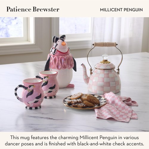MACKENZIE-CHILDS Patience Brewster MiIllicent Penguin Ceramic Mug, Cute Coffee Mug and Tea Mug