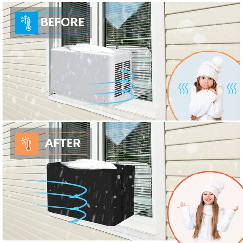 Air Conditioner Covers for Outside 20"W x 14"H x 12"D Compatible with Midea AC 8000/10000/120000 BTU, 3 Layers Insulation Window AC Covers for Outside Compatible with Midea U Shaped Unit, Black