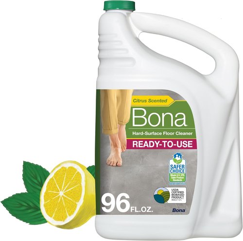 Bona Multi-Surface Floor Cleaner Refill - 96 Fl Oz - Lemon Mint | Residue-Free Solution for Stone, Tile, and Laminate Floors