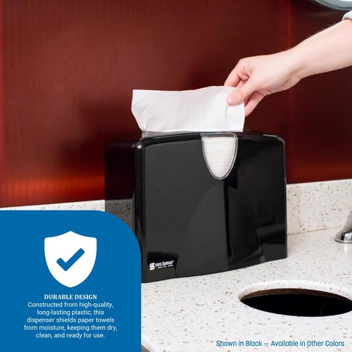 San Jamar Paper Towel Dispenser Counter Top Towel Holder, Holds Multifold, C-Fold and Single Towels for Bathroom, Kitchens, Restaurants, And Cafeterias, Plastic, 9 X 12.25 X 6 Inches, Black