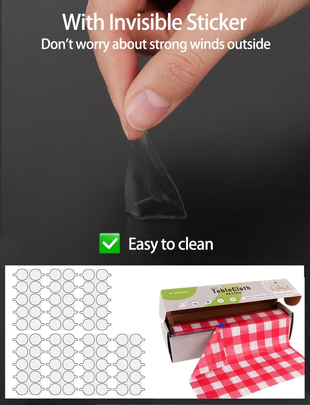 KAshack 54 in X 32.8 Ft Plastic table cloth Roll disposable Red and White Gingham Tablecloth with Slide Cutter Box for rectangle round Tables,Picnic,Camping,Party,Happy Birthdays,[with Fixed stickers]