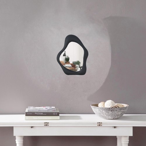 YCHMIR Small Wall Mirror Table Mount Cosmetic Mirror 10 “L x 8.8 ”W (Black)