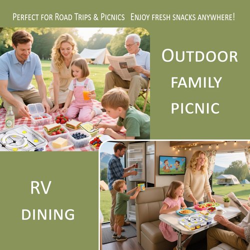 FZDSY Snackle Serving Tray with Lid – Leak-Proof Upgraded Snack Platter for Dips, Sauces, Fruits & Veggies – Airtight Covered Food Tray for BBQ, Picnics, Road Trips & Outdoor Entertaining