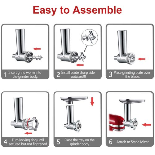Meat Grinder & Cheese Grater Kitchen Aid Attachment, Slicer Shredder & Meat Grinder with Sausage Stuffer, 2 Pcs for Kitchen Aid Accessories and Attachments