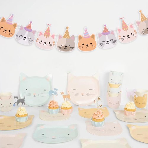 Cat Birthday Party Garland - Kitty Cat Party Decoration, Kitten Party Decor, Kids Bedroom Decorations, Pet Party Garland