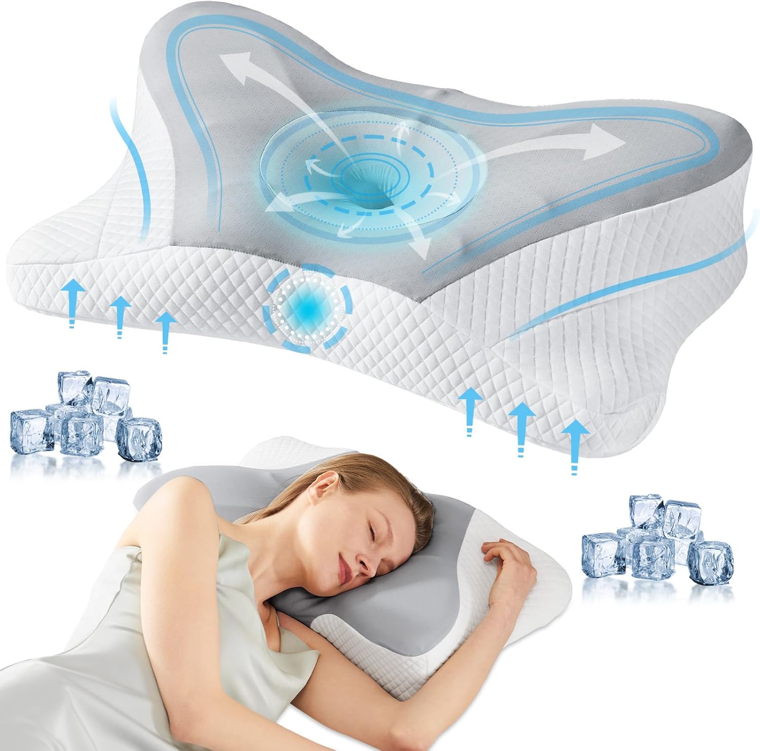 Sweetcrispy Cervical Pillow - Ergonomic Memory Foam Neck Support for Side Sleepers | Cooling Contour Design, Grey