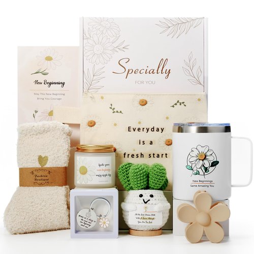 New Beginnings Gifts for Women - Unique Retirement, Farewell, New Job Good Luck Gifts Box for Coworkers, Friends, Sister - Graduation, Divorce, Moving Away Goodbye Housewarming, Break Up Gifts Basket