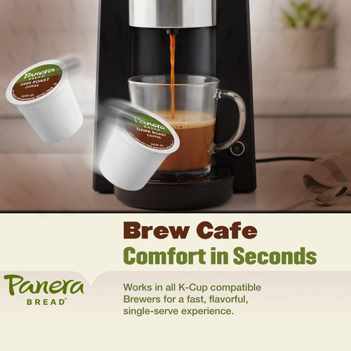Panera Bread Dark Roast Coffee Pods, 100% Arabica Compatible, Bold & Smooth Dark Chocolate Finish, Kosher Certified, Recyclable Single Serve Cups, 96 Single Serve Pods (4 Packs of 24)