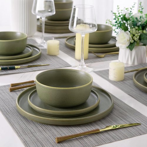 AmorArc Stoneware Dinnerware Sets for 6,Reactive Ceramic Plates and Bowls Set,Highly Chip and Crack Resistant | Dishwasher & Microwave Safe | Round Dishes Set Service for 6 (18pc)