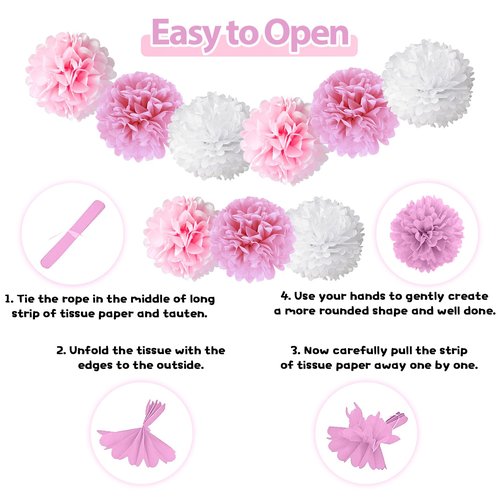 Pink Bow Birthday Party Supplies,Coquette Birthday Decorations,Include Pink and White Bow Balloons Happy Birthday Banner Fringe Curtain Tissue Paper Pompoms Garland