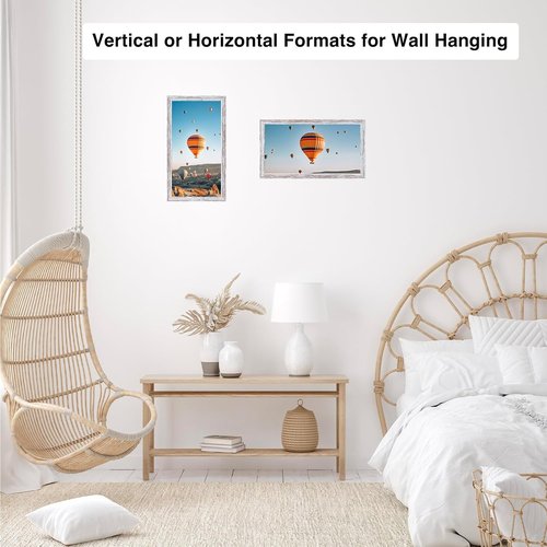 JCJMY 4x9 Picture Frame - Rustic White Wall Hanging & Tabletop Display | Shatter-Resistant Plexiglass