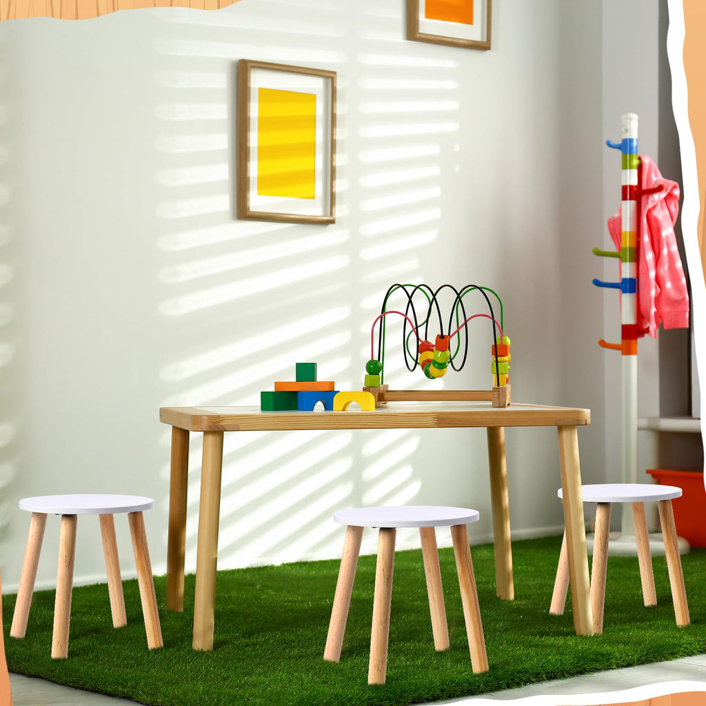 Wenqik 4 Wooden Step Stool for Kids 10.3 Inch 4 Legged Small Wooden Step Stool Solid Hard Sturdy Chair for Bedroom Furniture