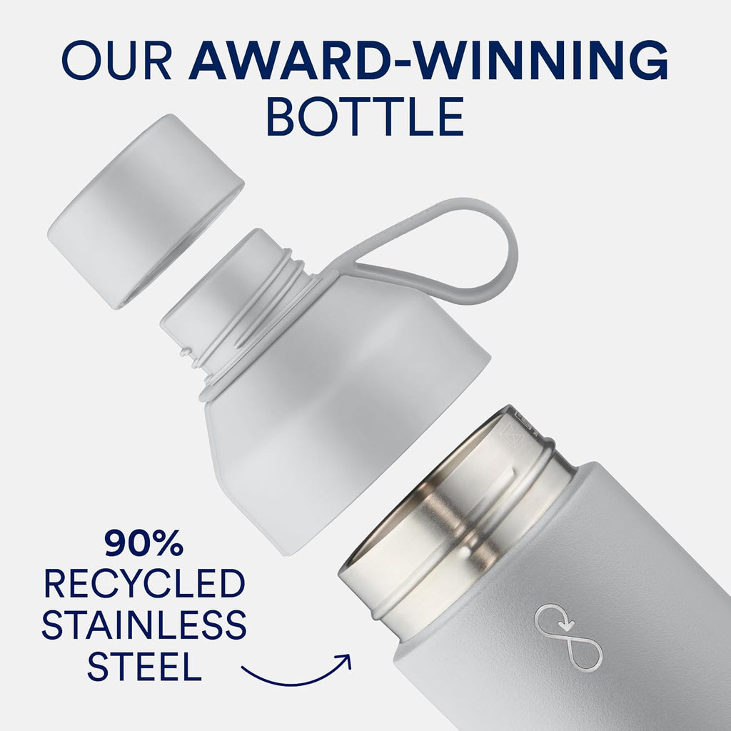 Ocean Bottle Original 17 oz - Stainless Steel Water Bottle | Reusable & Eco-Friendly | Keeps Drinks Cold & Hot (Rock Grey)
