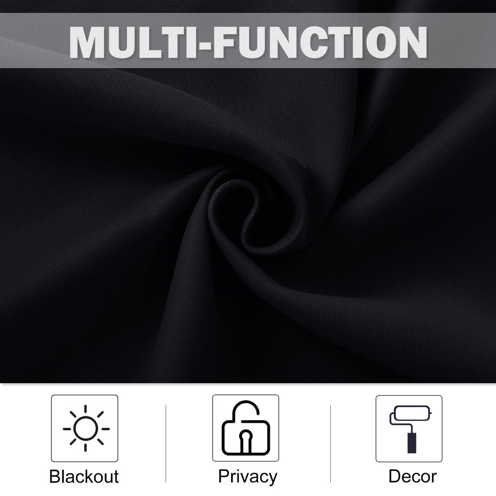 NICETOWN Short Tiers Blackout Curtains for RV Bedroom Windows, Room Darkening Grommet Curtain Tiers for Basement/Bedroom/Halloween Decor, 52 W x 30 L, Black, Set of 2