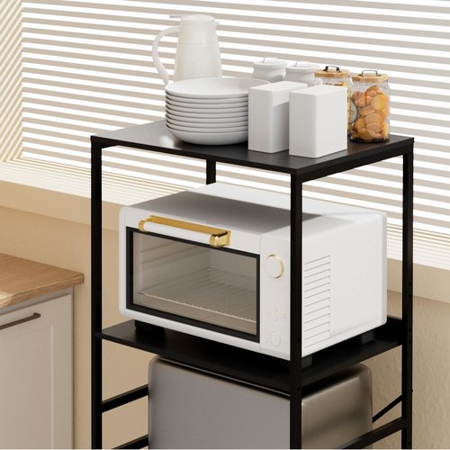 QieerHior Mini Fridge Shelf Mini Fridge and Microwave Stand Over Mini Fridge Storage Rack Height Adjustable Microwave and Fridge Stand Suitable for Dorm, Kitchens, Offices, Black