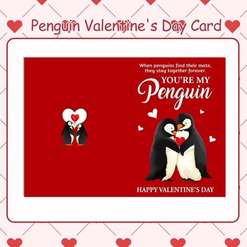 HOWAF Valentine's Day Card for Him Her, You Are My Penguin Cute Romantic Wedding Anniversary Card for Wife Husband Girlfriend Boyfriend, Valentine's Day Penguin Card Penguin Keychains