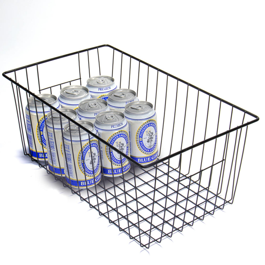 Nprohuge 4 Pack Freezer Organizer Bins - Stand up Freezer Organizers for 16 Cu.Ft Upright Freezer, Easily Get Food Improve Air Circulation, Wire Storage Baskets, Black