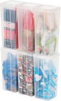 IRIS USA Vertical Storage Containers - Stackable Plastic Bins with Lids | Clear, Large, 6 Pack for Home & Office Organization
