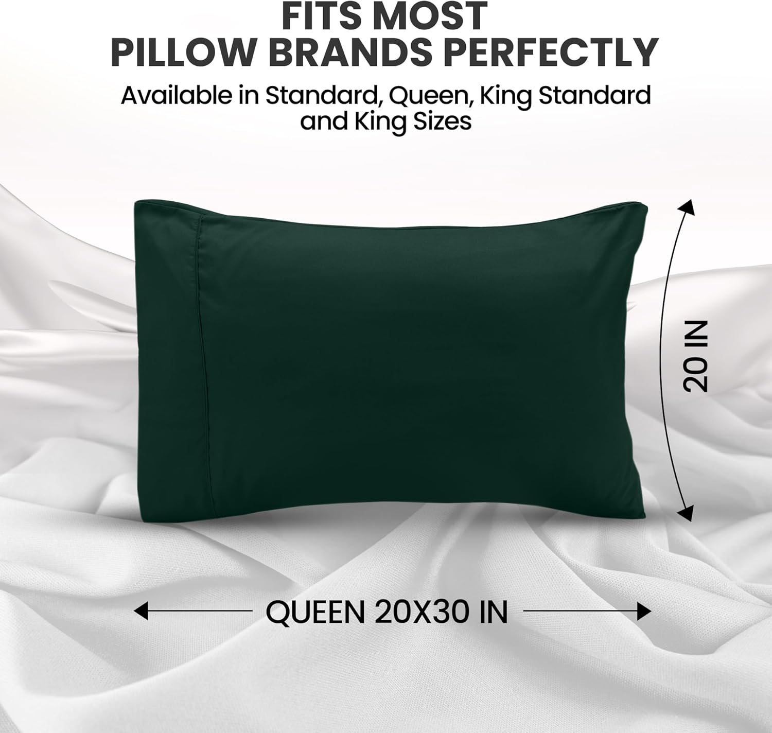 Utopia Bedding Queen Pillow Cases - Soft Brushed Microfiber - 2 Pack, Fade Resistant | Emerald 20 x 30 Inches