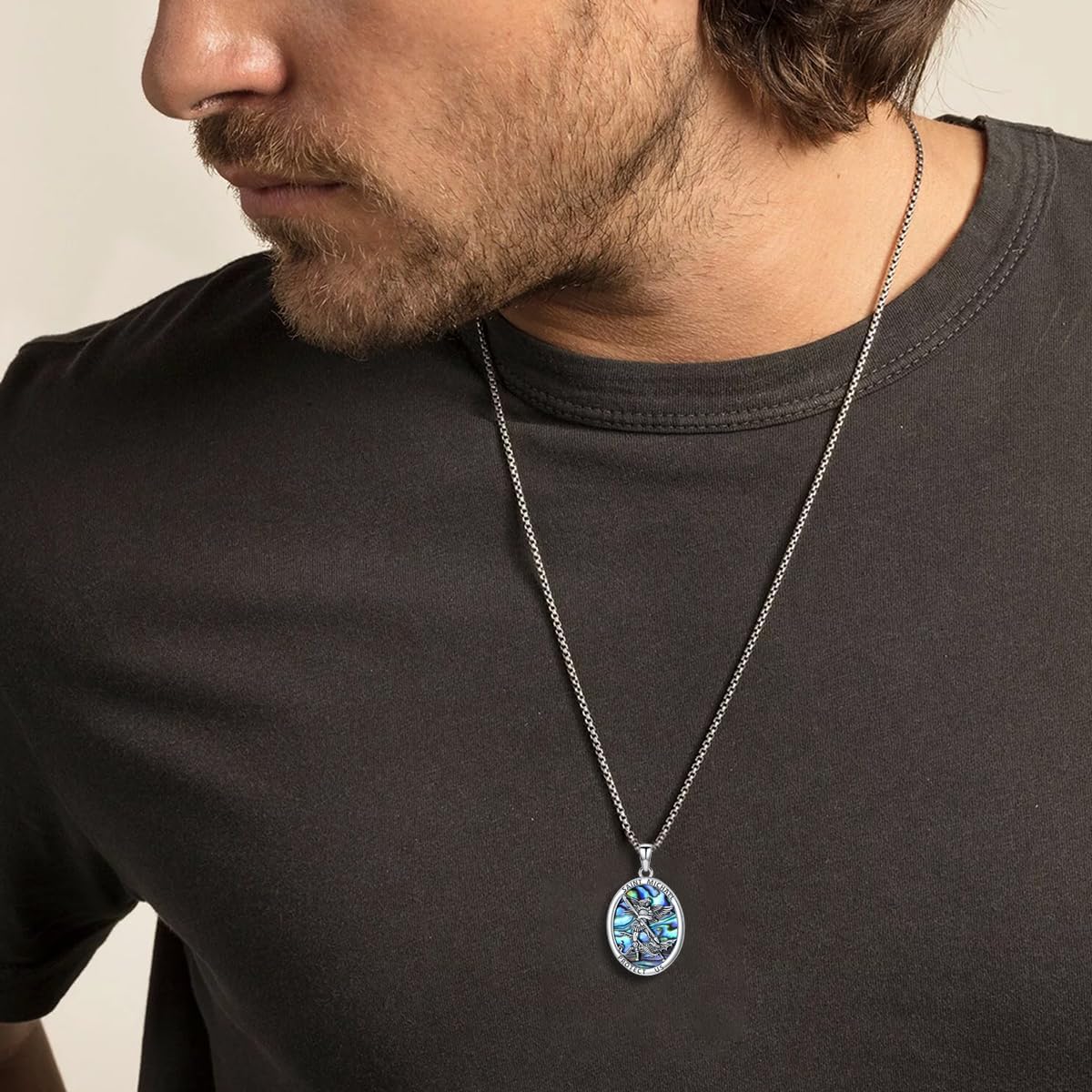 PROESS Saint Necklace - 925 Sterling Silver St. Michael, St. Benedict, St. Anthony & St. Jude Medals | Adjustable 22"+2"/18"+2" Chain