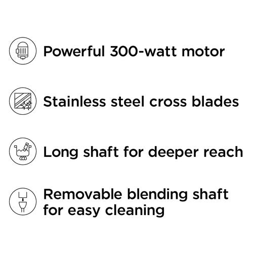 Chefman Immersion Stick Hand Blender with Stainless Steel Blades, Powerful Electric Ice Crushing 2-Speed Control Handheld Food Mixer, Purees, Smoothies, Shakes, Sauces & Soups, Sage