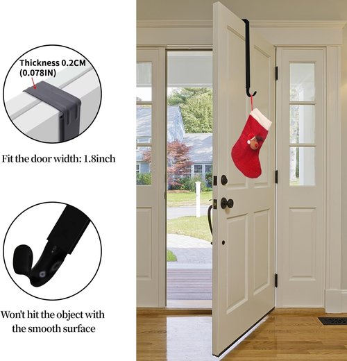 Pseutio Wreath Hanger for Front Door, Adjustable 15 to 25 Inches Wreath Hangers, 20 lbs Larger Door Upgrade Wreath Hanger, Christmas (Black)